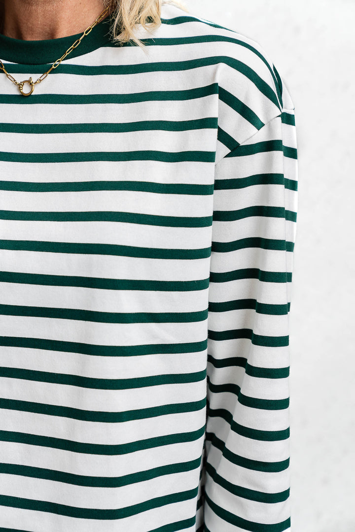 Chapman Stripe Top - White/Green - Mabel and Woods