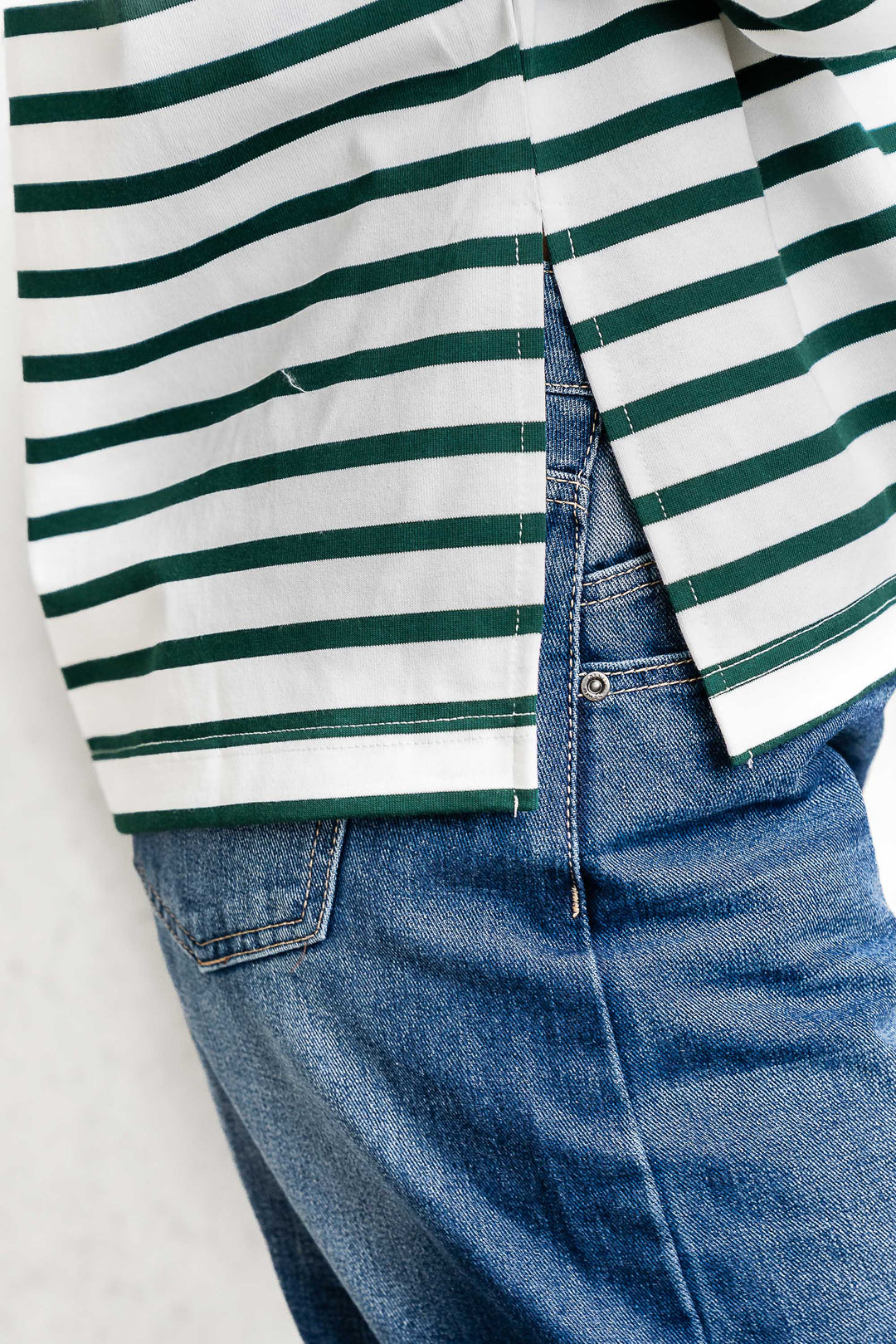 Chapman Stripe Top - White/Green - Mabel and Woods