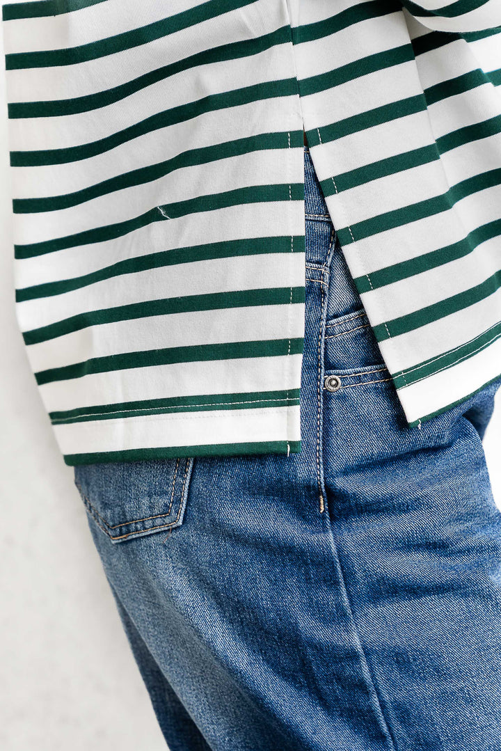 Chapman Stripe Top - White/Green - Mabel and Woods