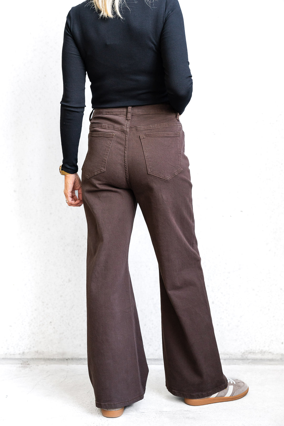 Camille Wide Leg Jean - Chocolate - Mabel and Woods