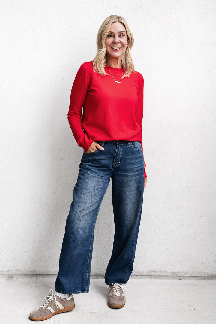 Basic Crew Sweater - Red