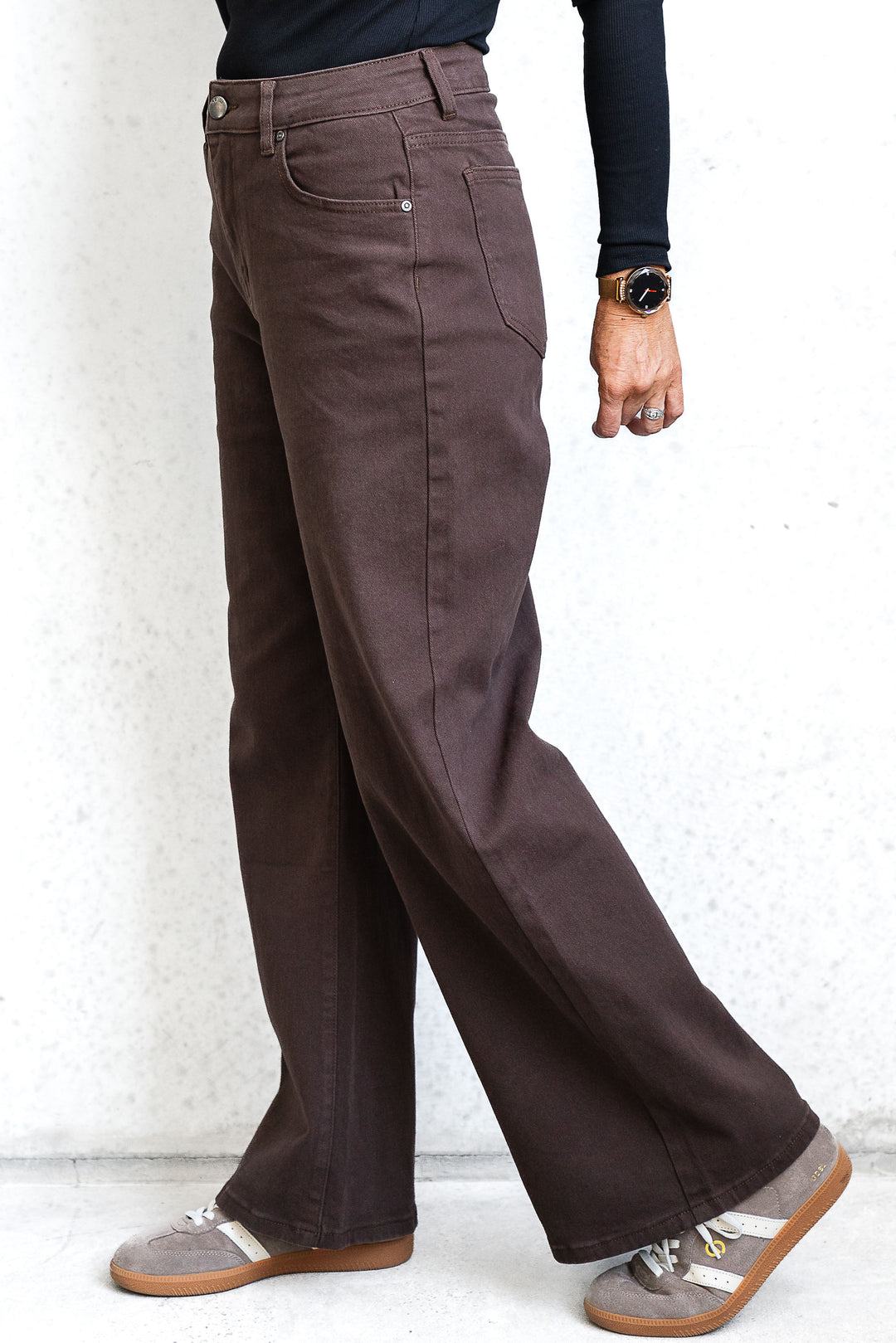 Camille Wide Leg Jean - Chocolate - Mabel and Woods