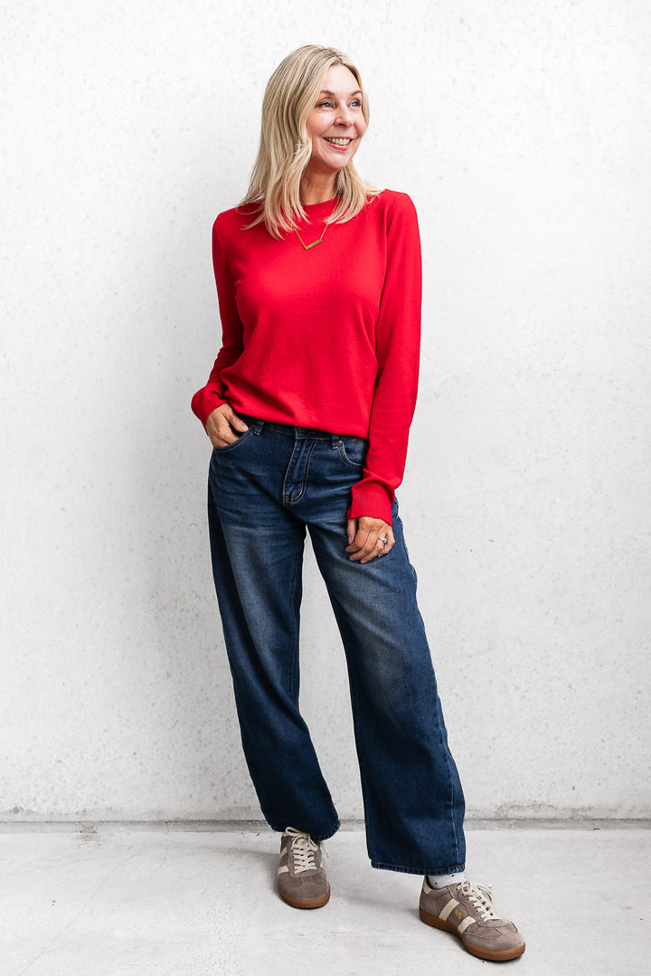 Basic Crew Sweater - Red