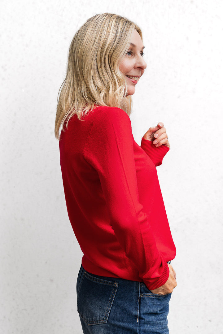 Basic Crew Sweater - Red