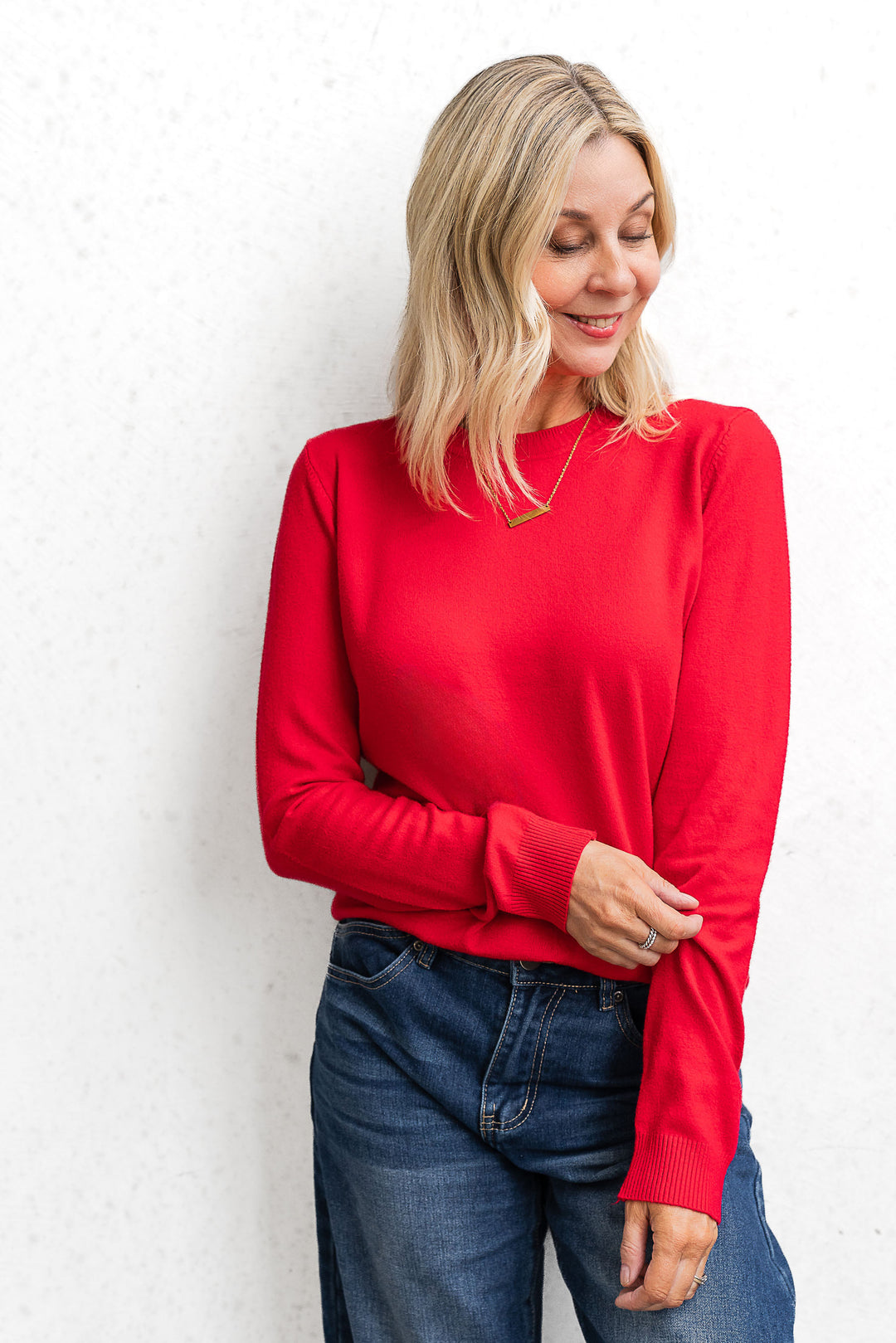 Basic Crew Sweater - Red
