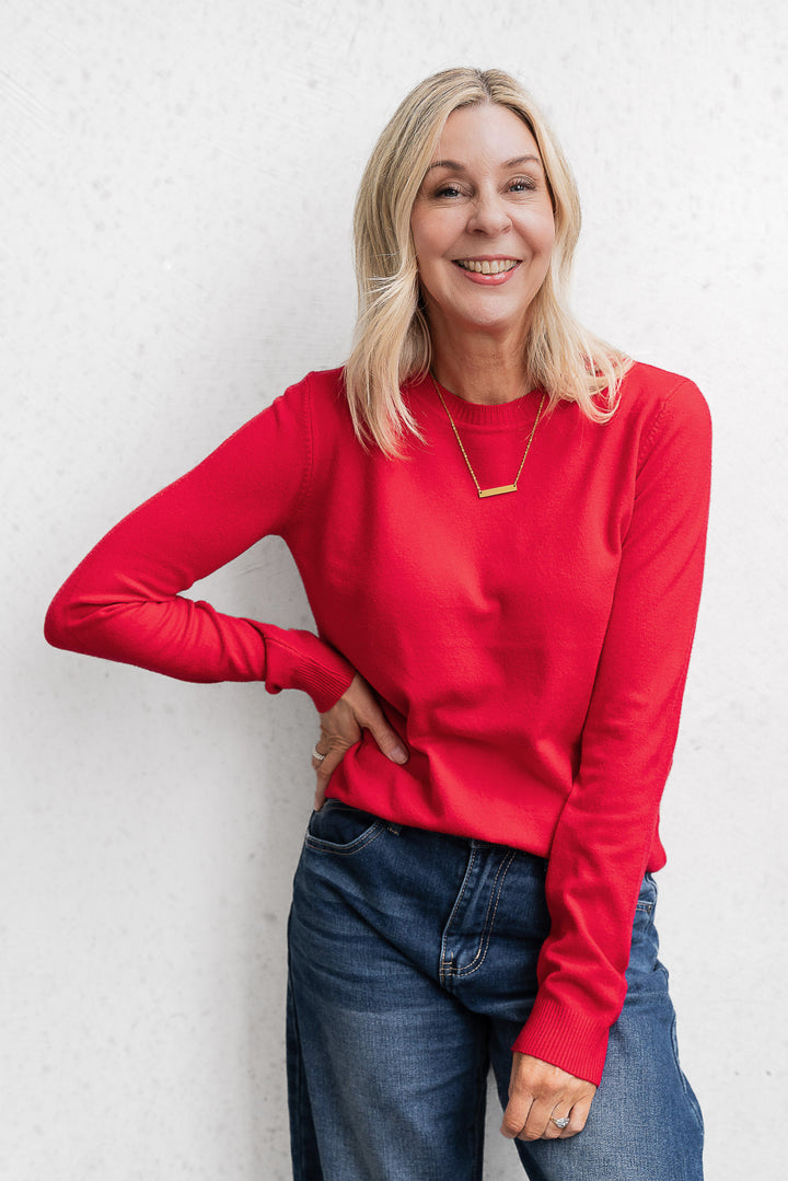 Basic Crew Sweater - Red