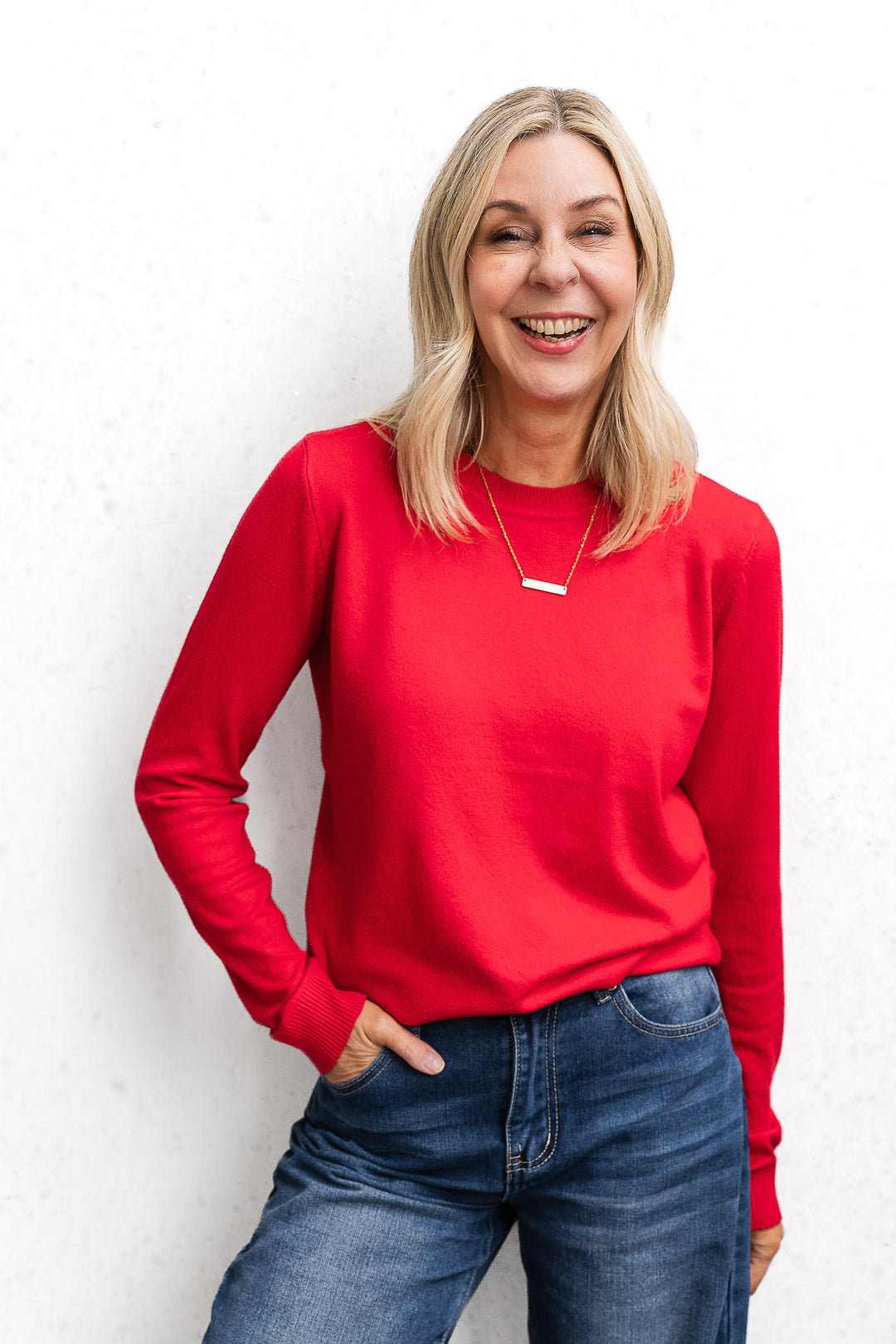 Basic Crew Sweater - Red
