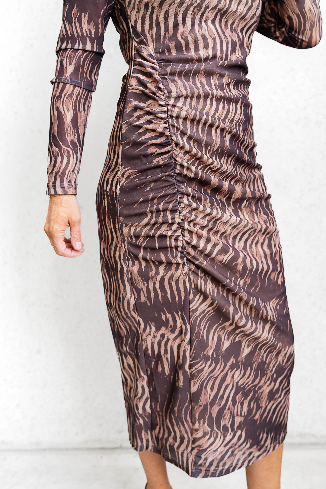 Raine Mesh Dress - Choc/Latte - Mabel and Woods