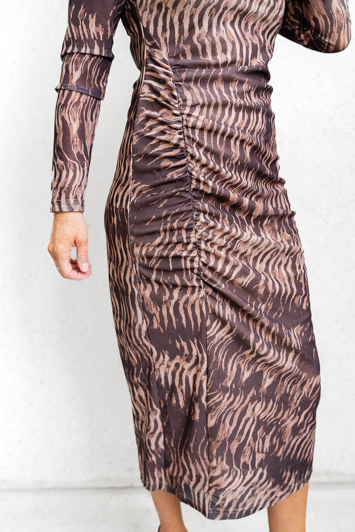 Raine Mesh Dress - Choc/Latte - Mabel and Woods