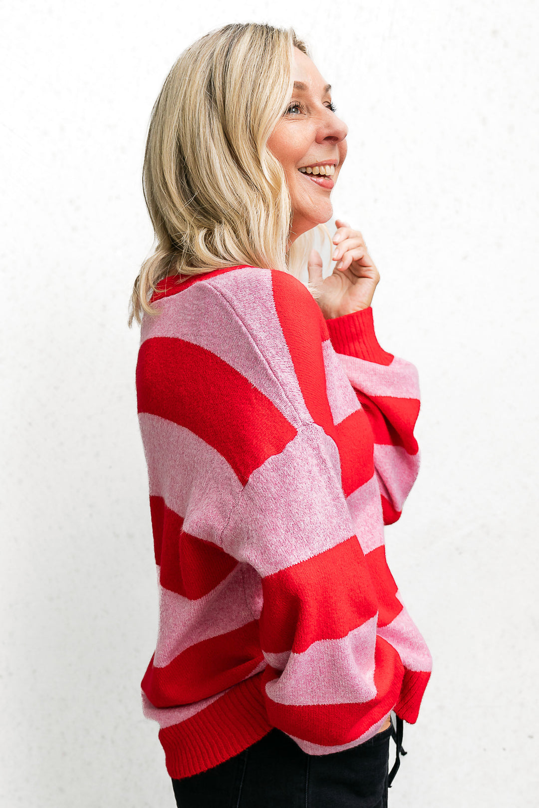 Block Stripe Cardigan - Pink/Red - Mabel and Woods