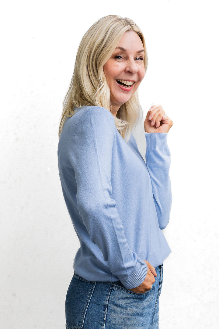 Basic Crew Sweater - Sky