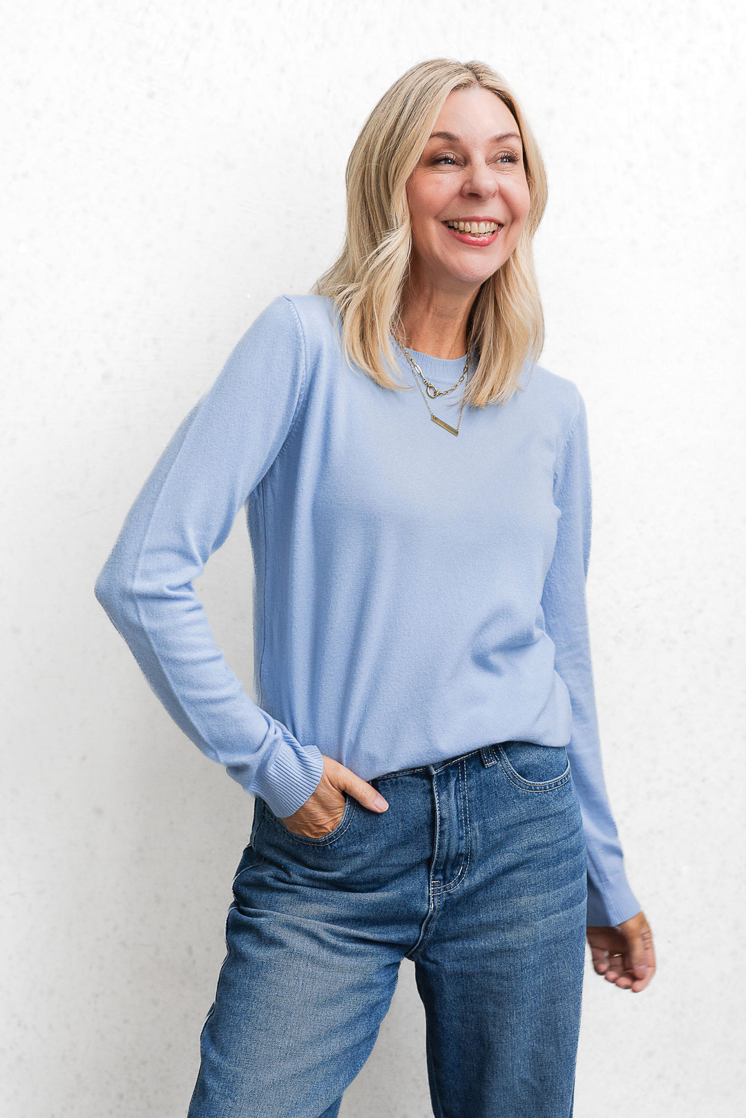 Basic Crew Sweater - Sky