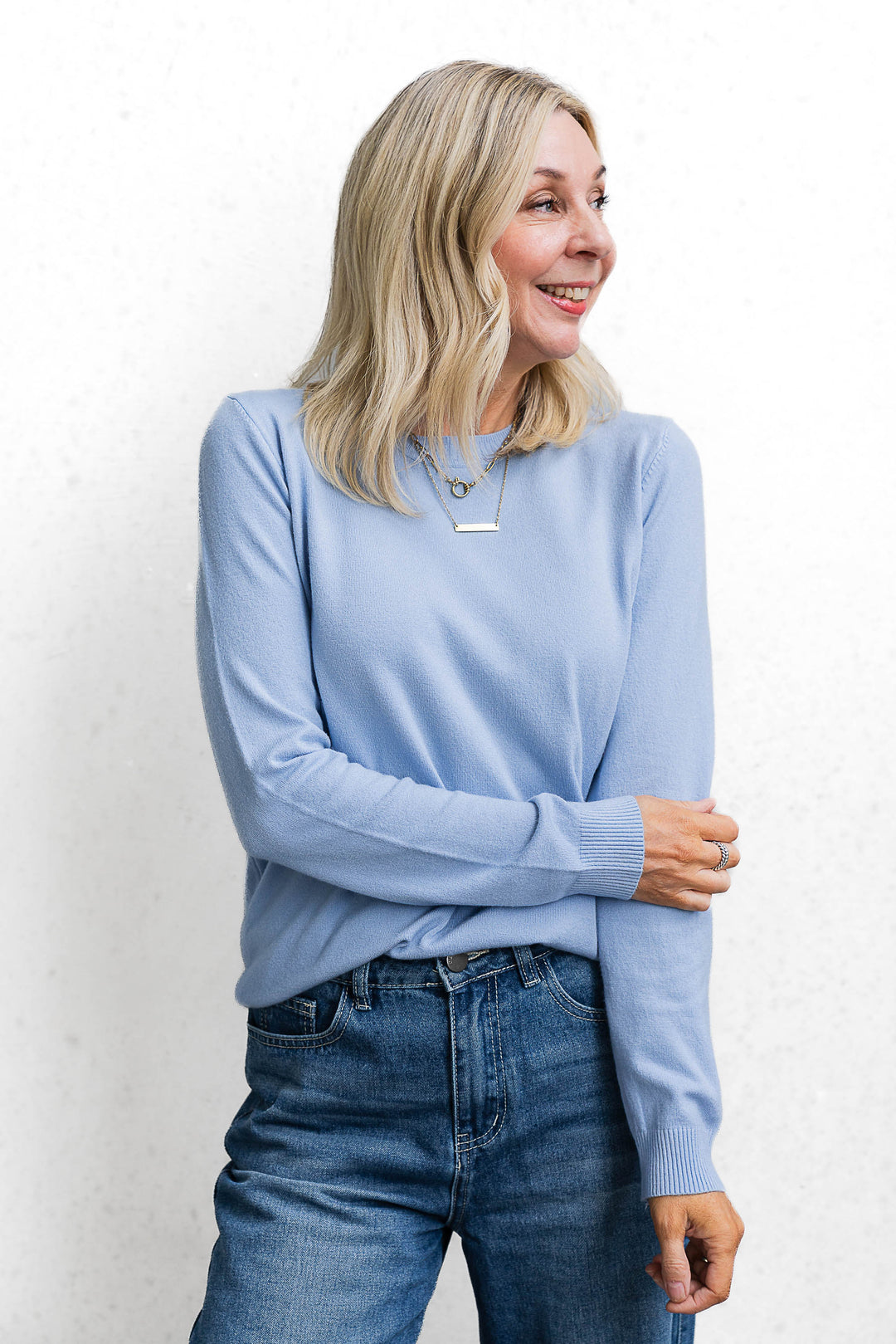 Basic Crew Sweater - Sky