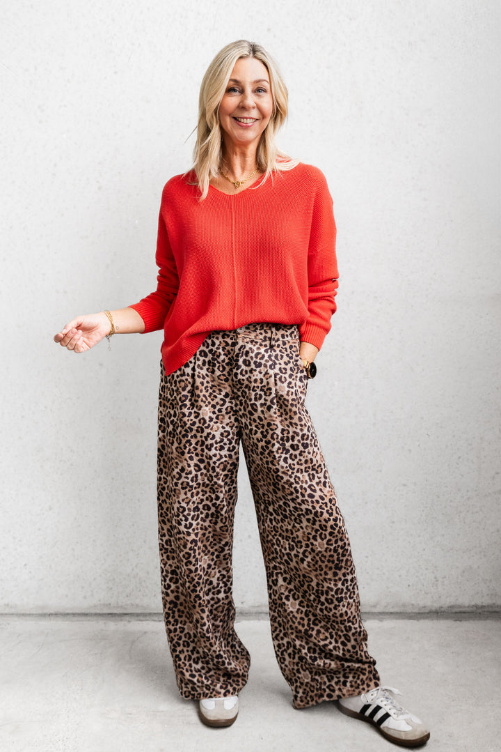 Cotton Waffle Jumper - Red