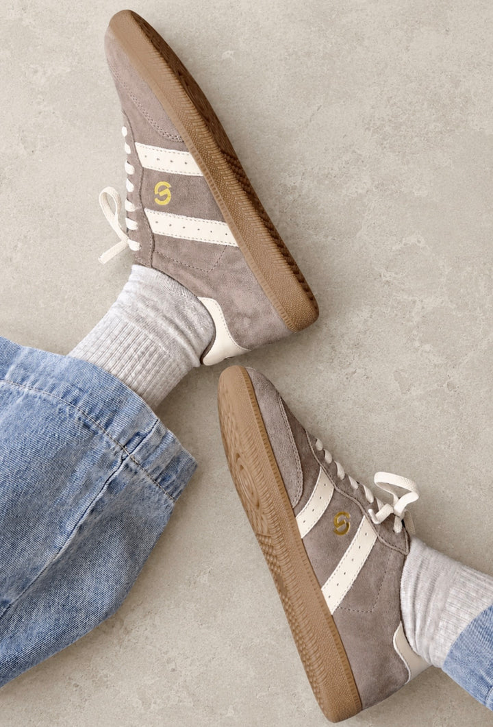 Parallel Suede Sneaker - Walnut/Ivory - Mabel and Woods