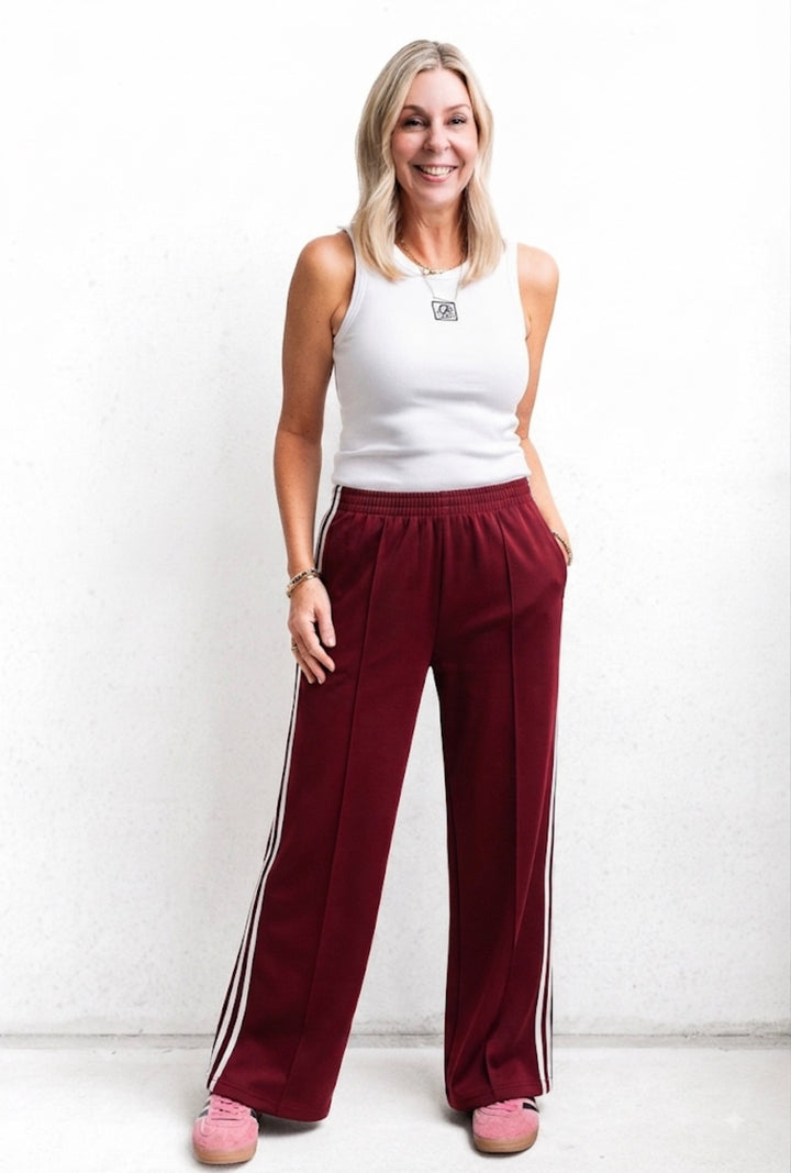 Rider Side Stripe Pants - Burgundy