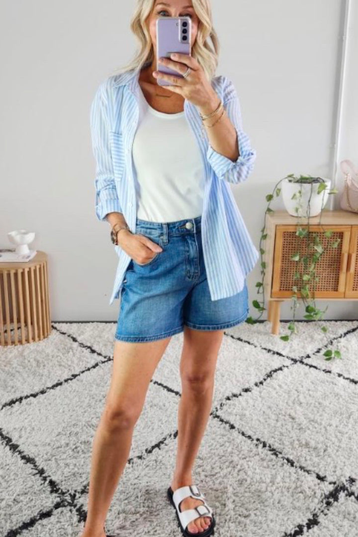 Camryn Shirt - Sky Stripe