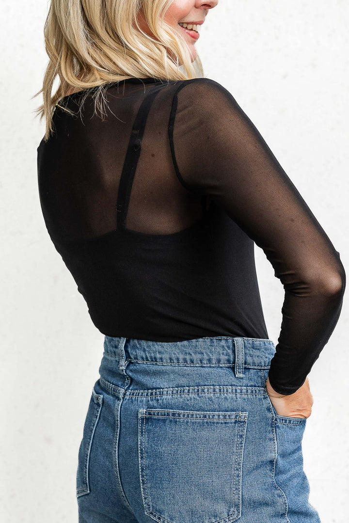 Stevie Mesh Top - Black - Mabel and Woods
