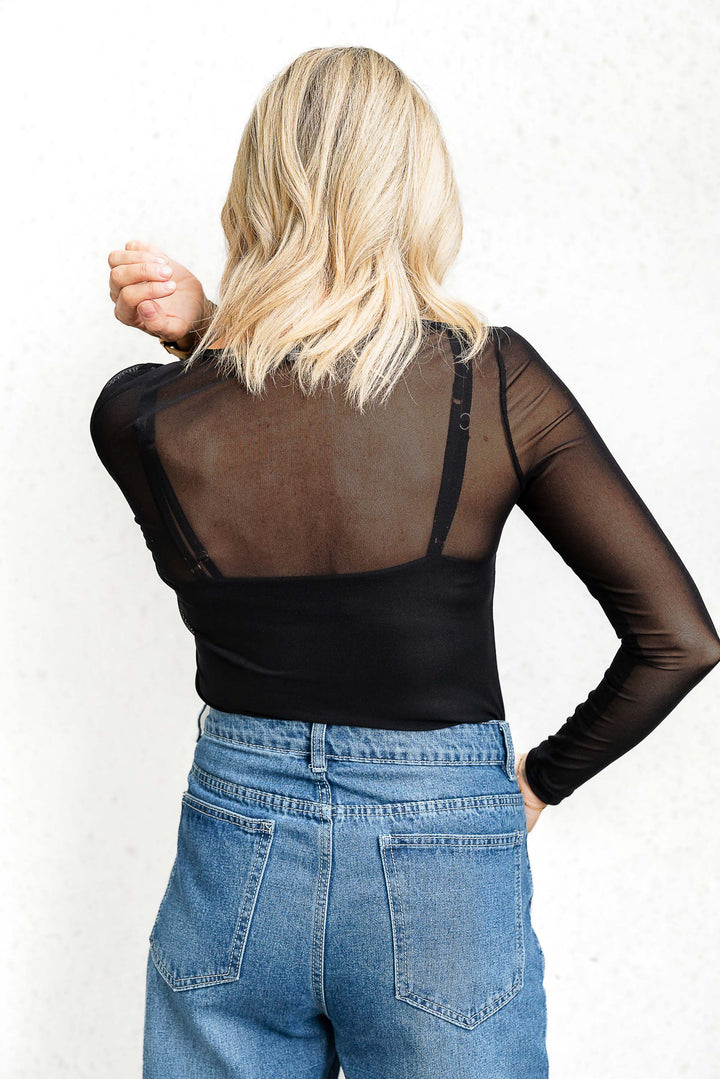 Stevie Mesh Top - Black - Mabel and Woods