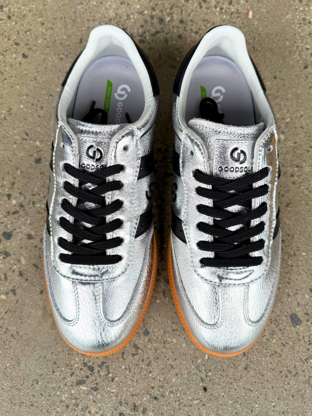 Parallel Metallic Leather Sneaker - Silver / Black