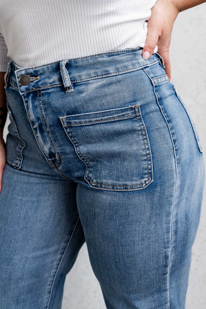 Nicky Wide Leg Jean - Mid Blue