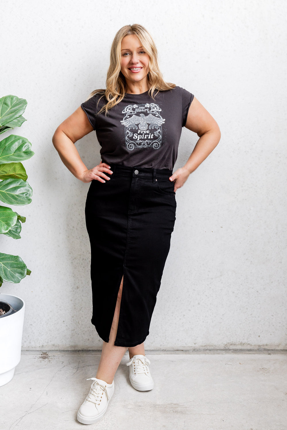 Jasper Denim Skirt - Black - Mabel and Woods