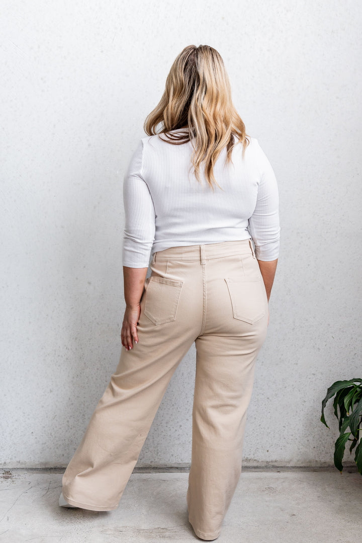 Tara Wide Leg Jean - Latte