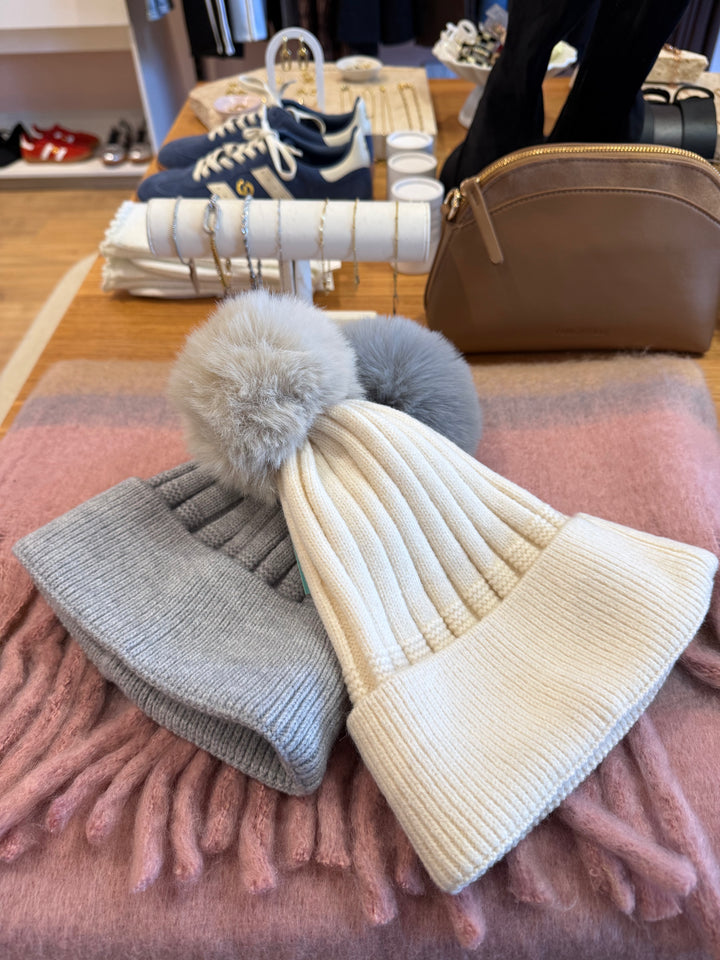 Rib Pom Pom Beanie - Various
