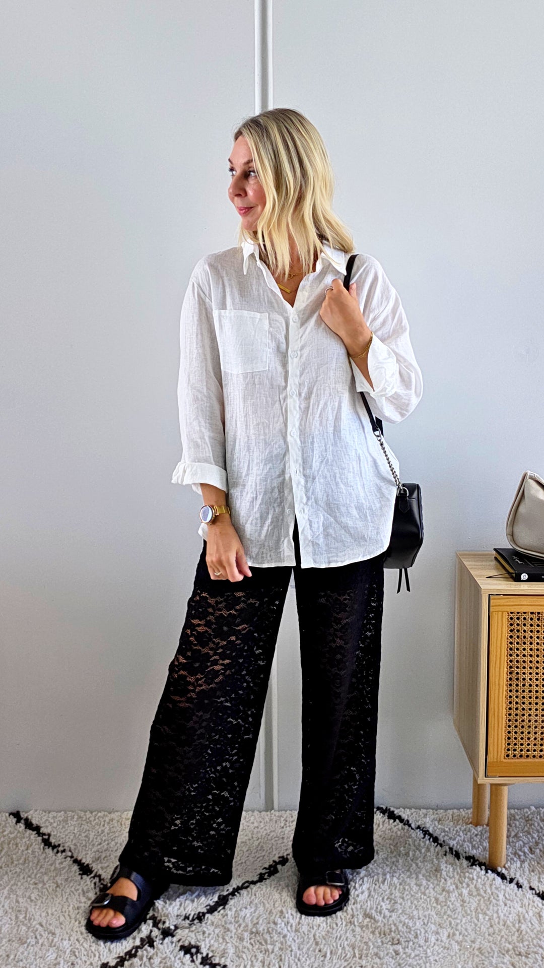 Drawstring Lace Pant - Black - Mabel and Woods