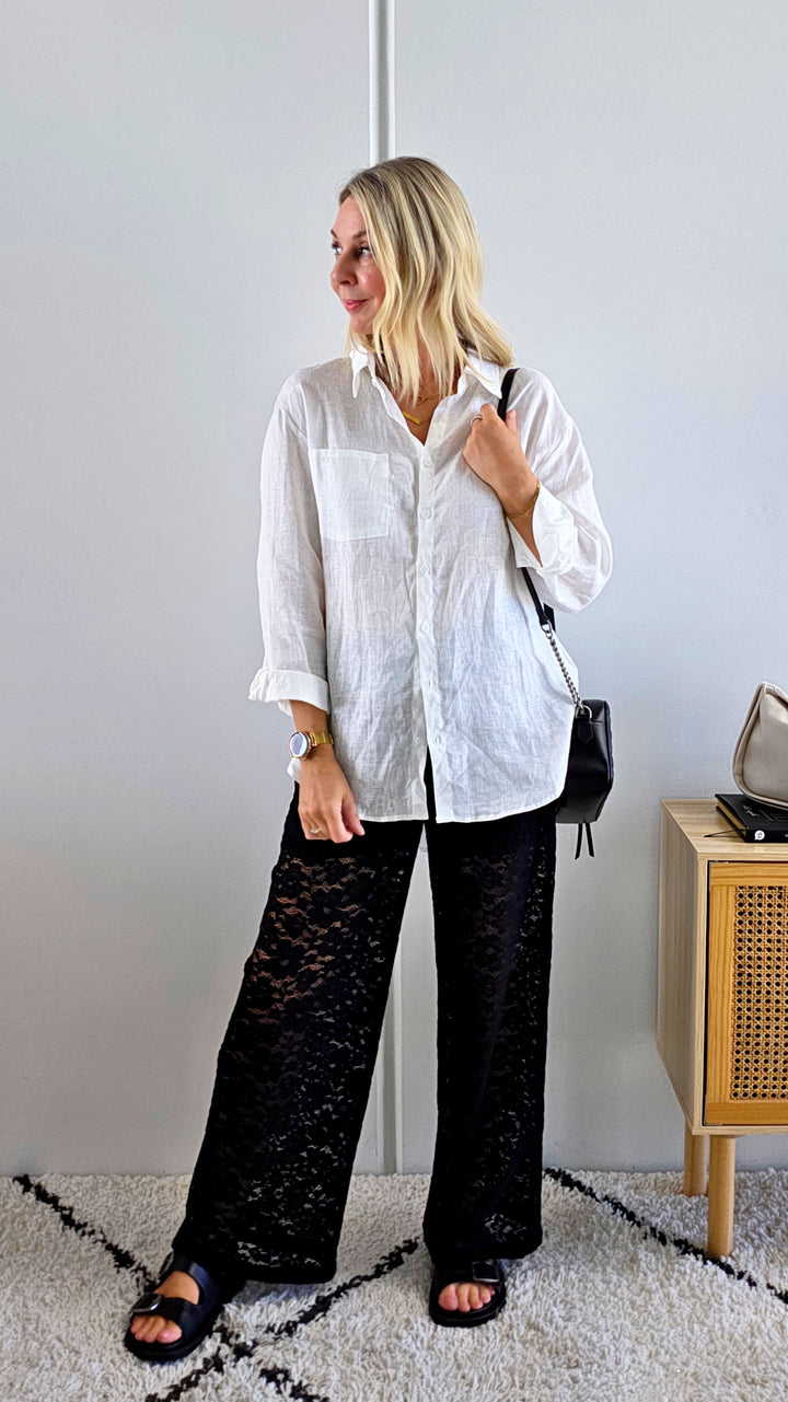 Drawstring Lace Pant - Black - Mabel and Woods
