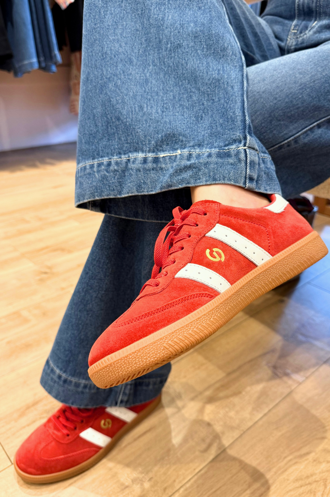 Parallel Suede Sneaker - Red / White - Mabel and Woods