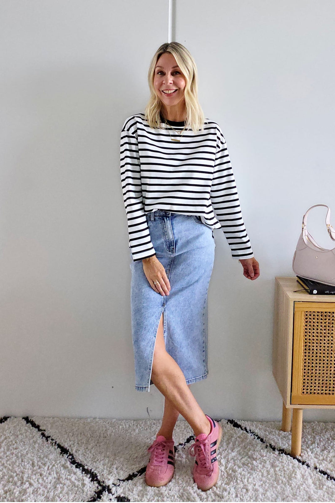 Chapman Stripe Top - White/Green - Mabel and Woods