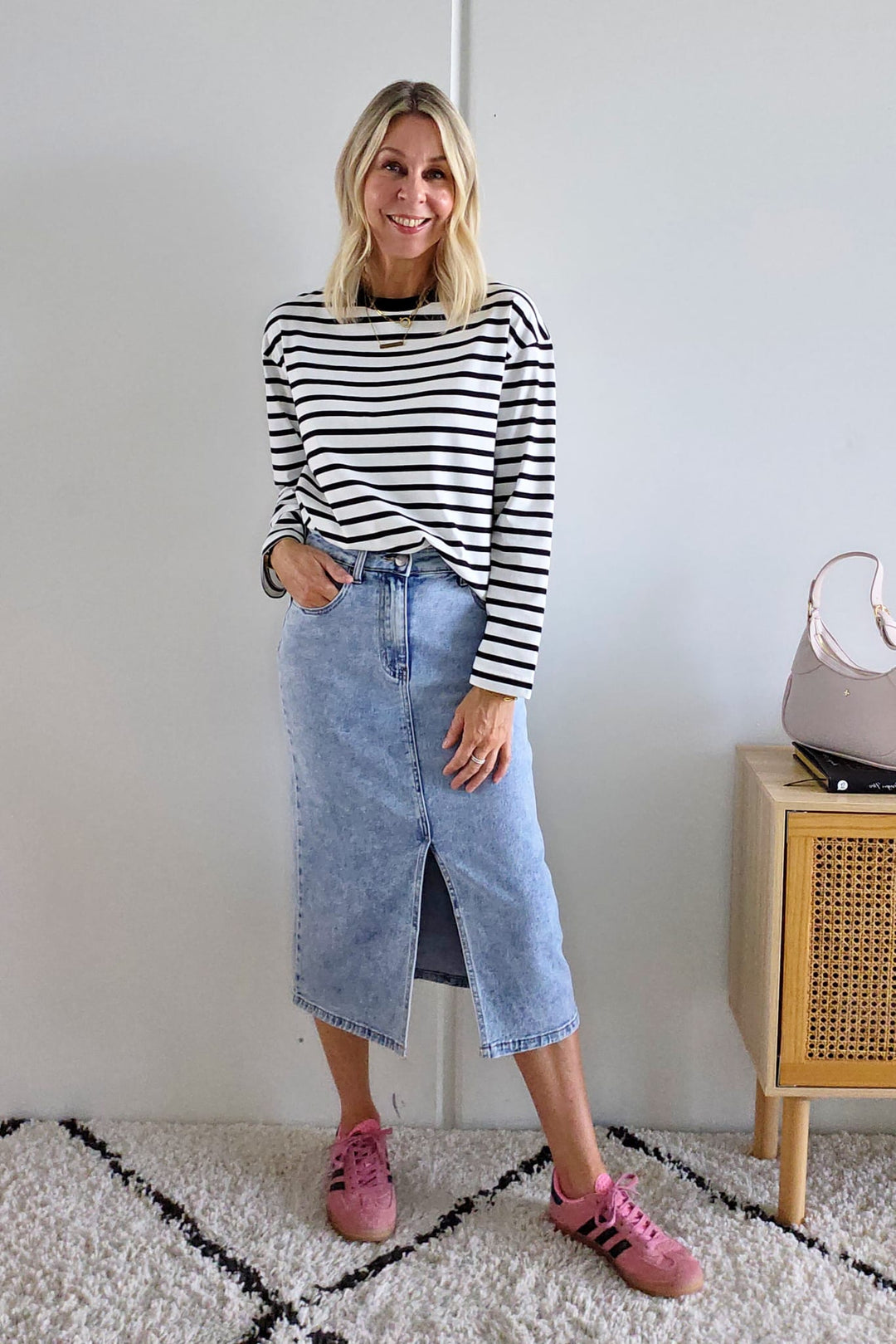Chapman Stripe Top - White/Green - Mabel and Woods