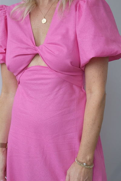 Twist Front Dress - Pink