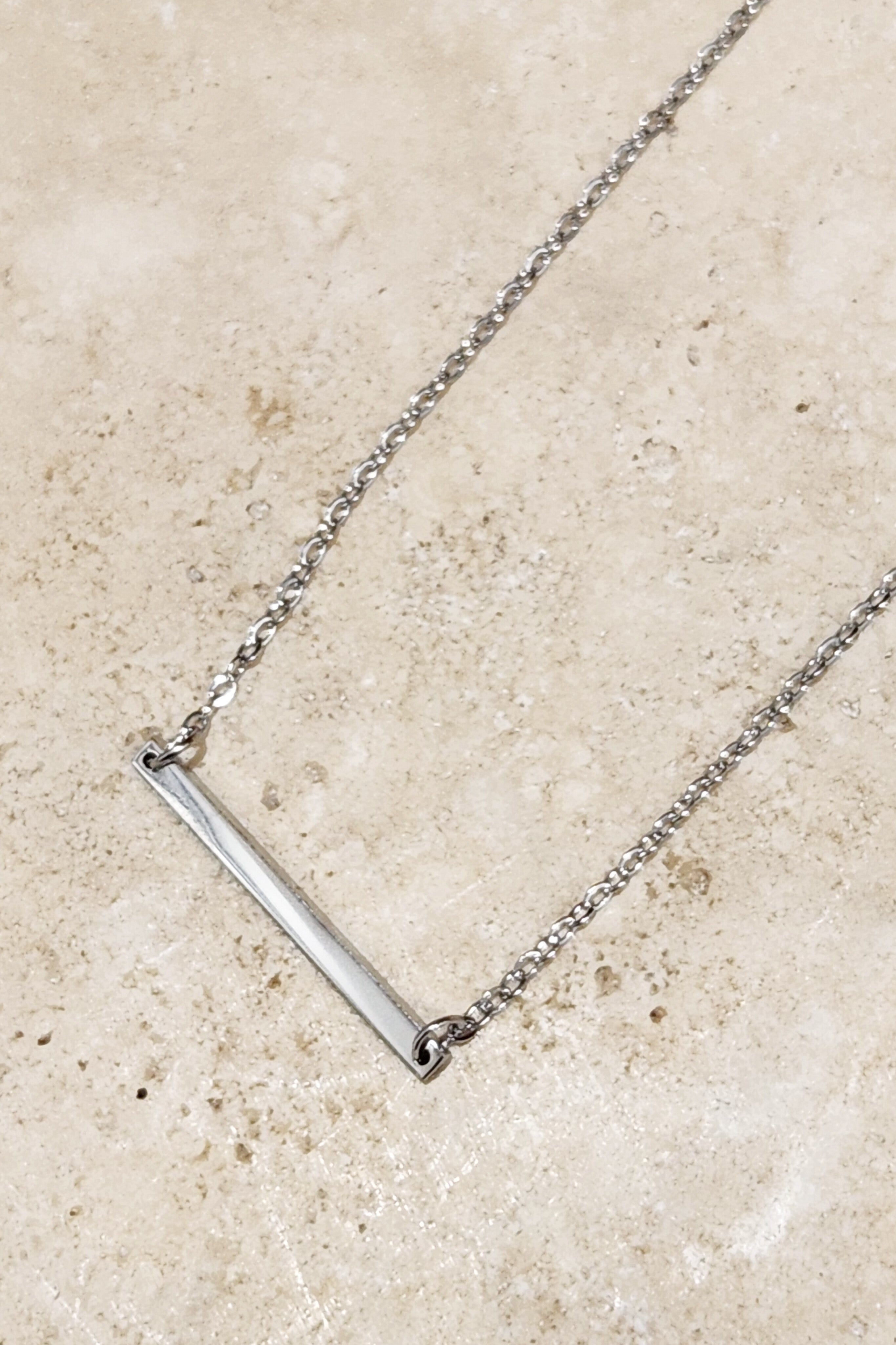 Horizontal bar necklace silver on sale