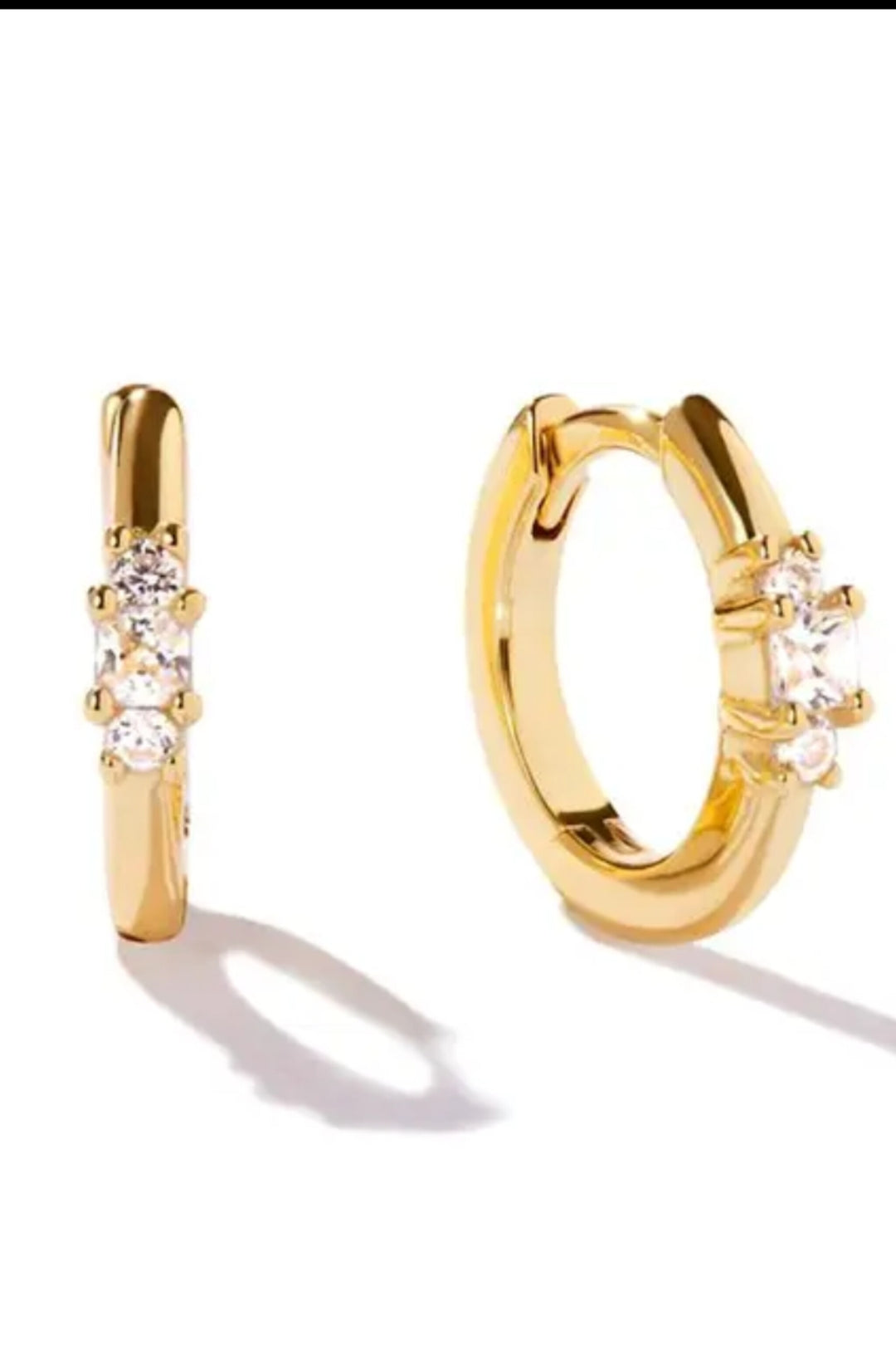 Mini Tri Stone Earring - Gold