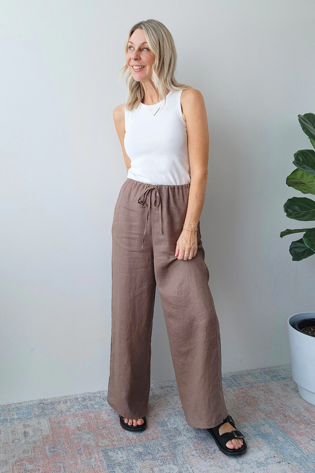 Darcy Linen Pant - Mocha