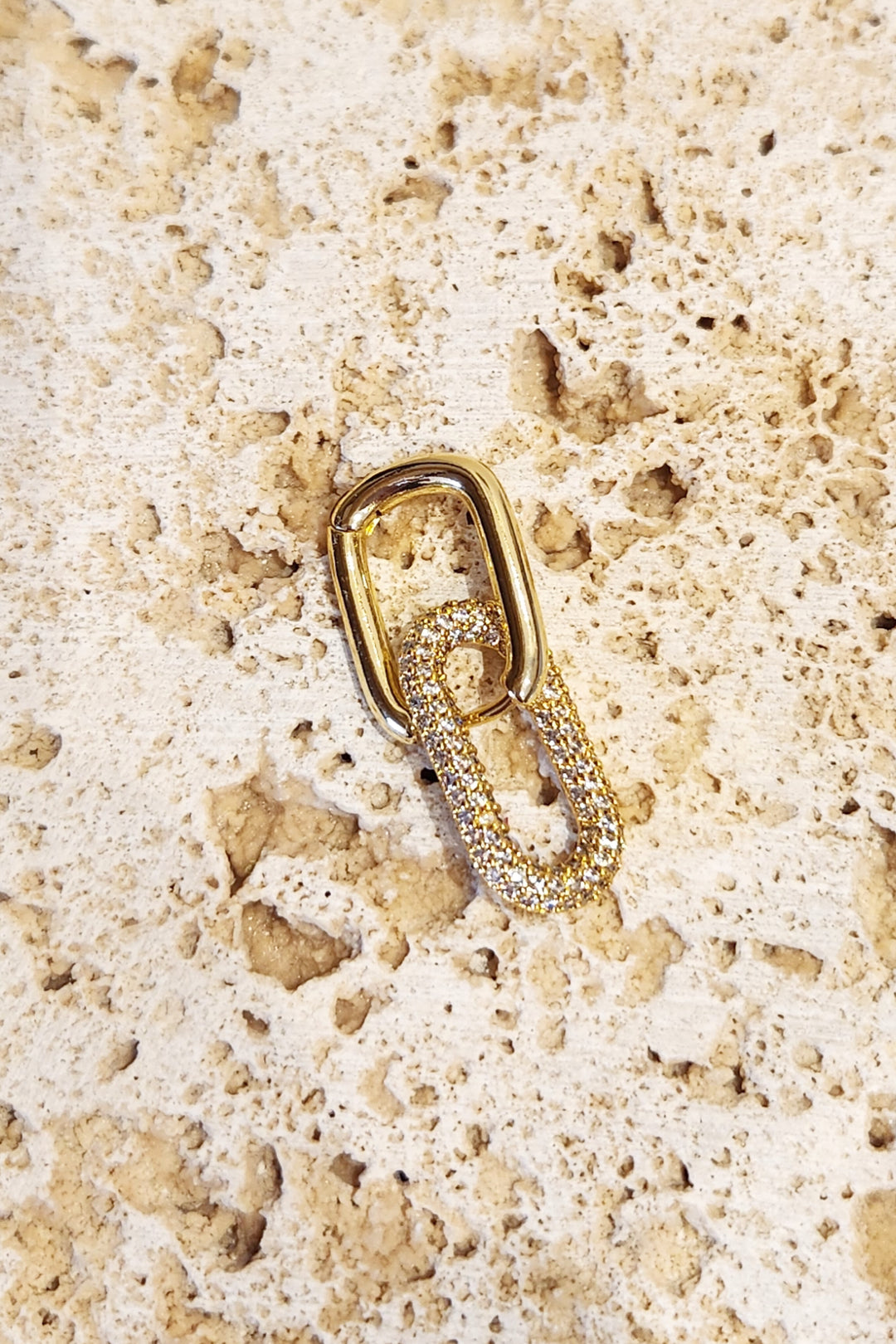 Gold Stone Double Loop Earring