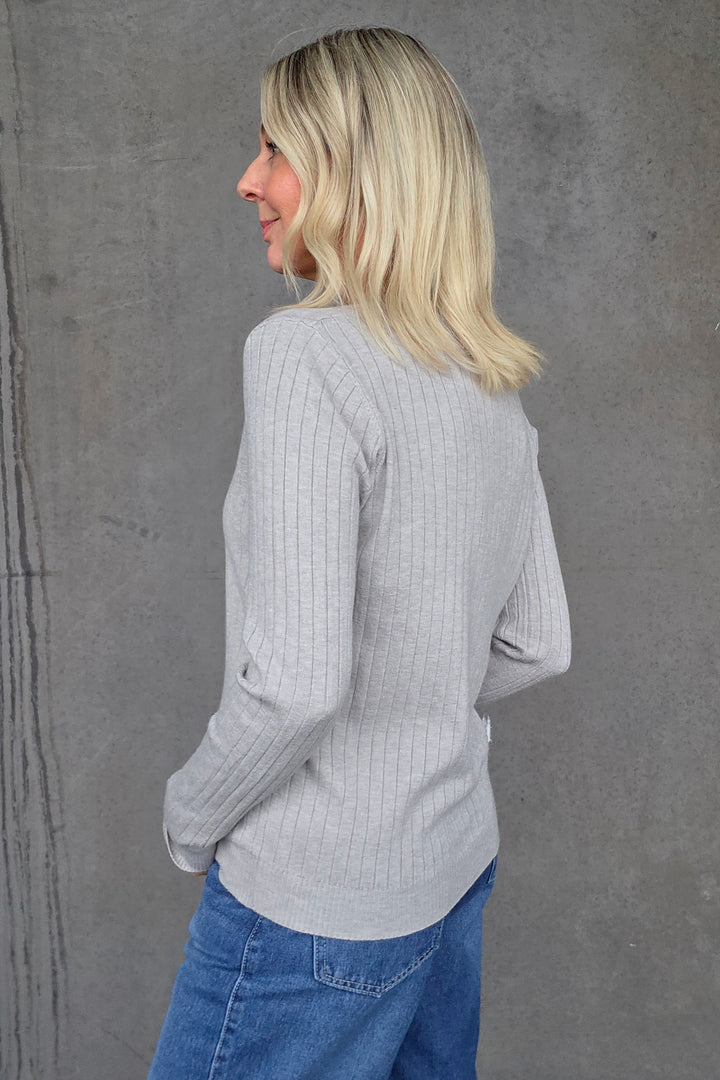 Crew Neck Rib Knit - Grey - Mabel and Woods