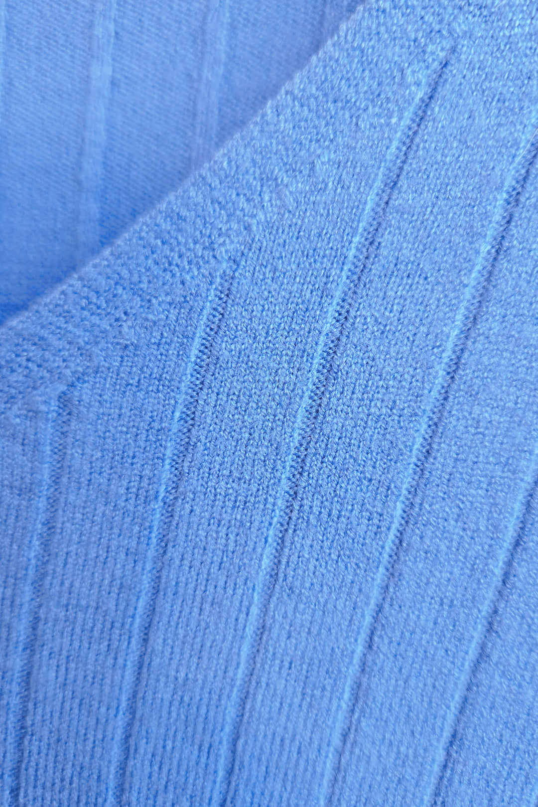V-Neck Rib Knit - Blue - Mabel and Woods