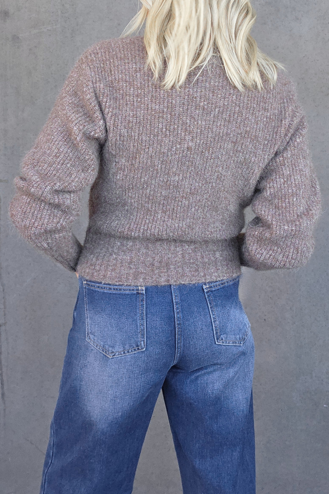 Zip Front Knit Top - Mocha - Mabel and Woods