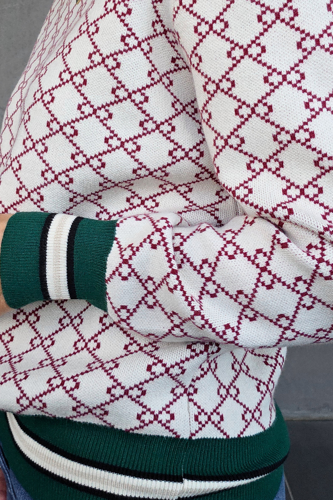 Double Chain Knit -Beige/Burgandy - Mabel and Woods