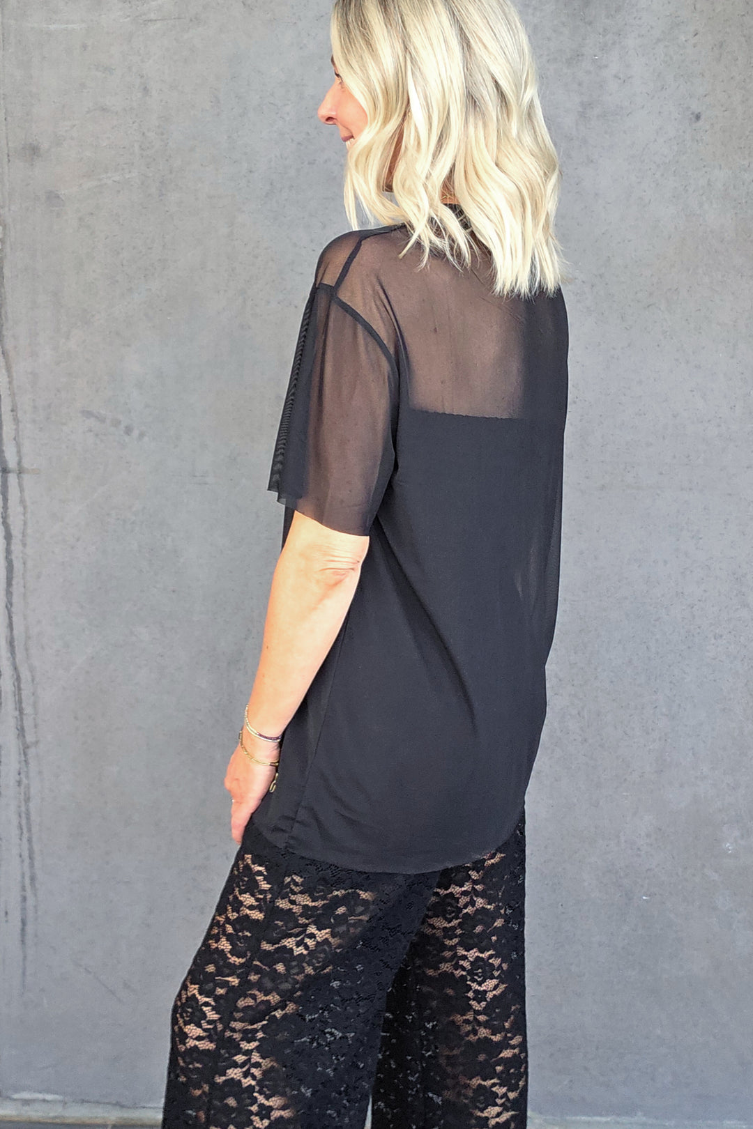Long Mesh Tee - Black - Mabel and Woods