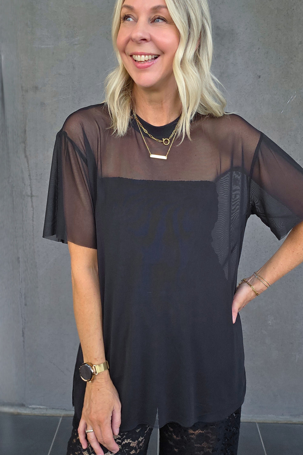 Long Mesh Tee - Black - Mabel and Woods