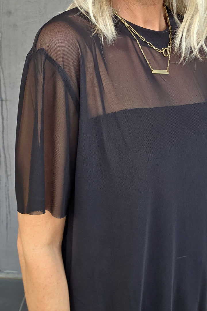 Long Mesh Tee - Black - Mabel and Woods
