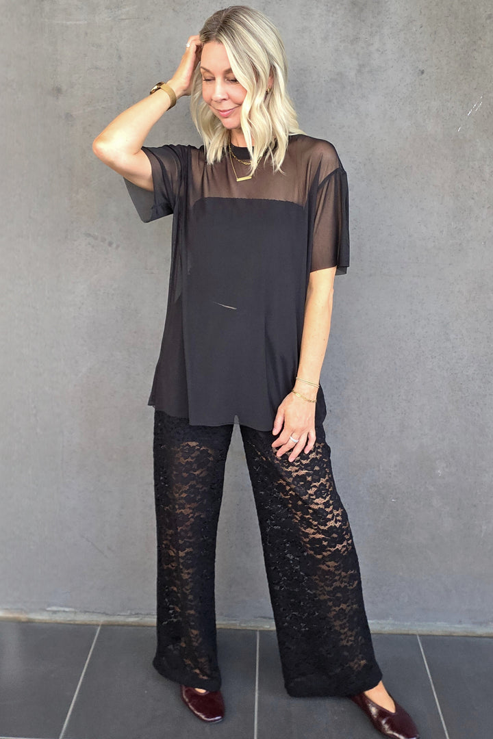 Long Mesh Tee - Black - Mabel and Woods