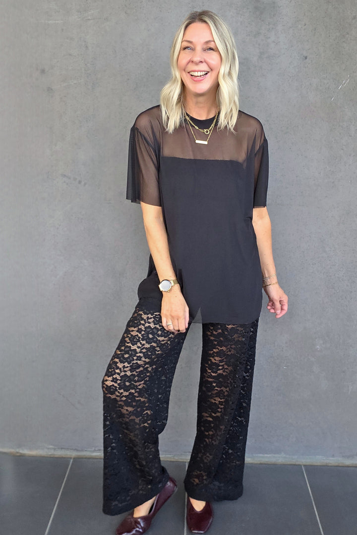 Long Mesh Tee - Black - Mabel and Woods