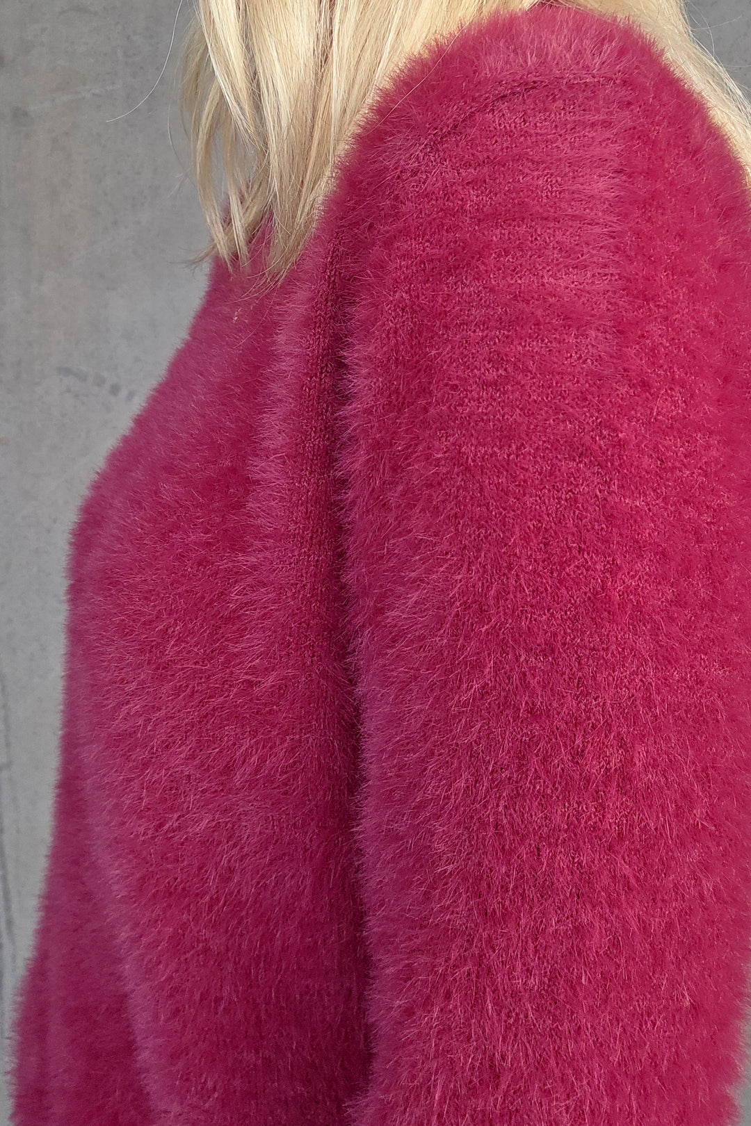 Fluffy Crop Knit - Wine - Mabel and Woods