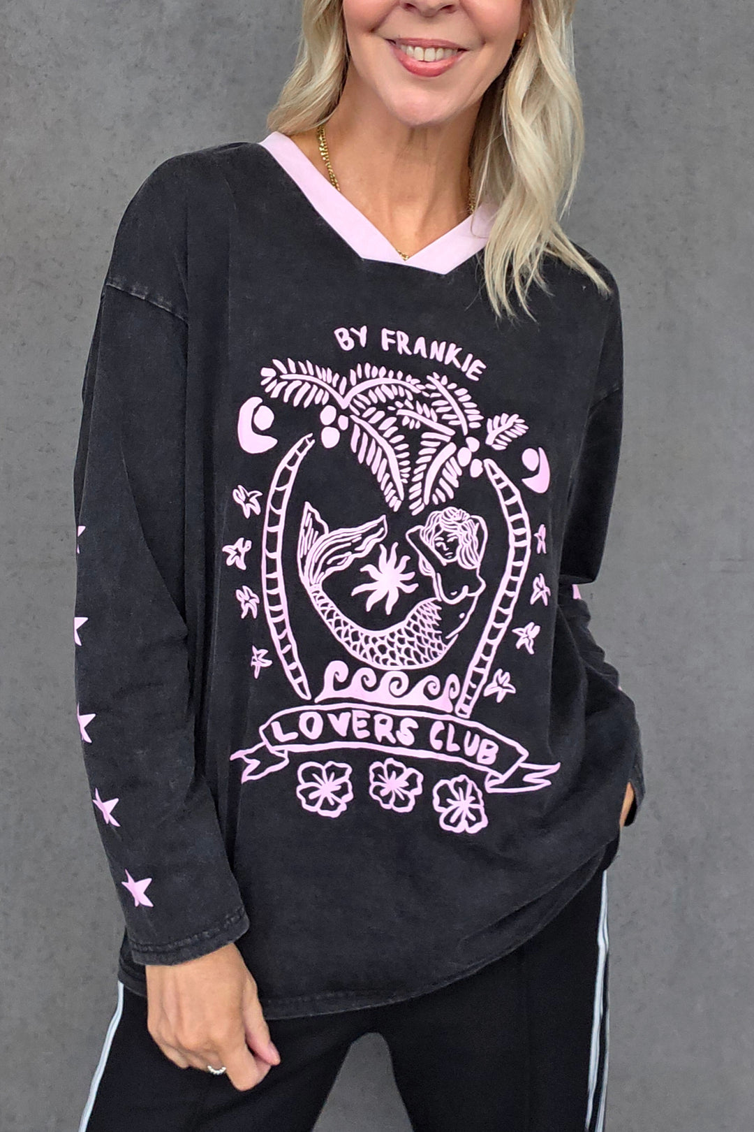 Lovers Club Long Sleeve Tee - Washed Black