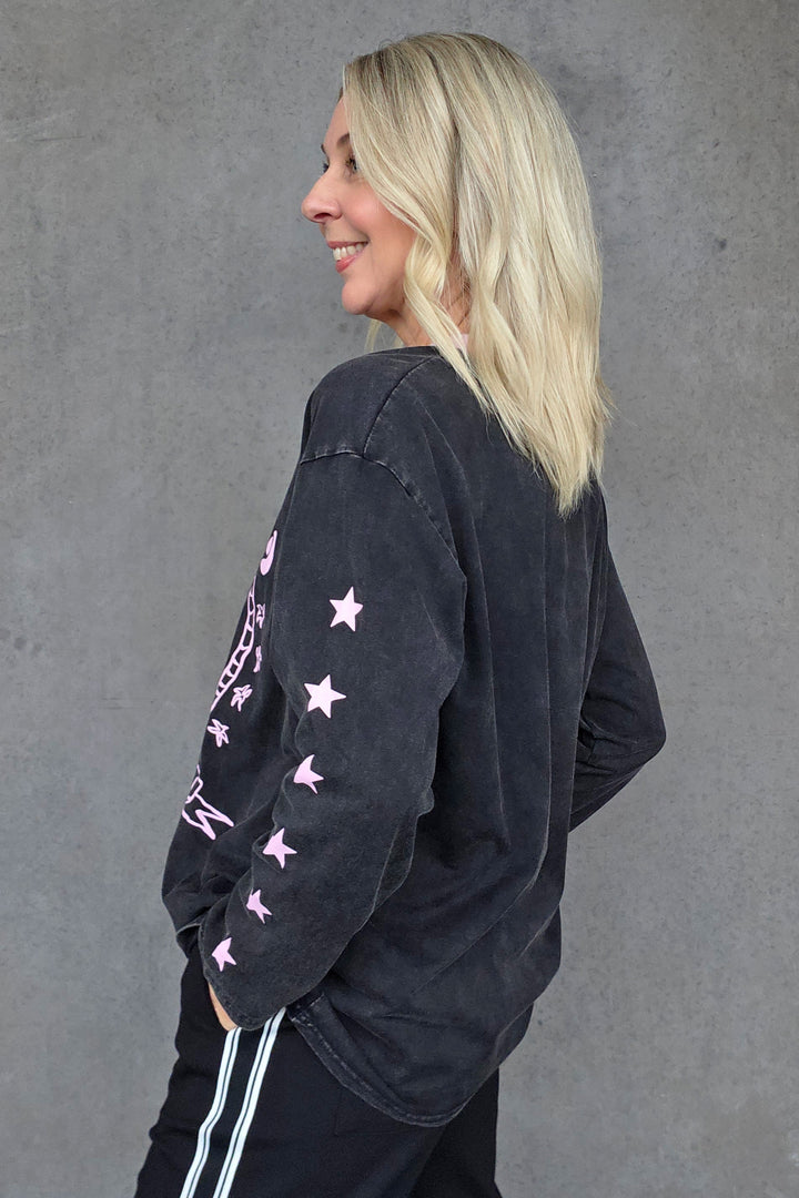 Lovers Club Long Sleeve Tee - Washed Black